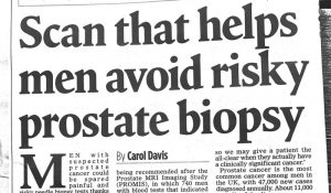Daily Mail headline - Scan That Helps Men Avoid Risky Biopsy